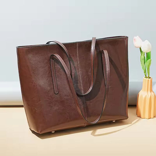 Hifashion Cowhide Genuine Leather Large Tote Bags For Women 2025 Trend Designer A4 Shoulder Bags Laptop Shopper Ladies Handbags