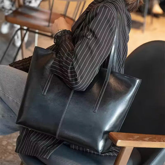 Hifashion Cowhide Genuine Leather Large Tote Bags For Women 2025 Trend Designer A4 Shoulder Bags Laptop Shopper Ladies Handbags